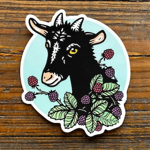 Goat Laptop Sticker – Durable Vinyl Goat Decal, Waterproof Animal Sticker, Hand-Drawn Design, Made in Denver