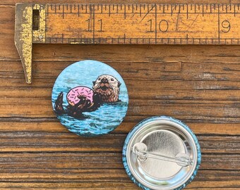 Seeotter Anstecknadel | Illustrierte Ocean Wildlife Art, matte Oberfläche