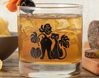Black Cat Whiskeyglas | Handgeschöpftes Bourbon-Rocksglas 295 ml