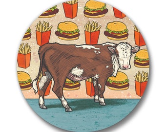 Funny Cow Button Pin