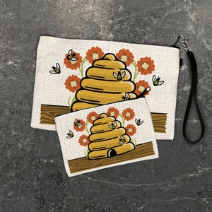 Honeybee Zipper Pouch – Cute Travel Organizer Bag in Two Sizes, Printed in USA