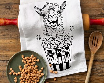 Playful Llama Tea Towel: Cotton, Screen Printed Kitchen Décor