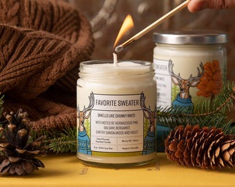 Candela profumata alla pineta in soia / Candela profumata al balsamo e sandalo, colata a mano / Regalo ideale per gli amanti della natura