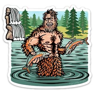 Nice Catch Sasquatch Sticker – Bigfoot Fishing Vinyl Decal