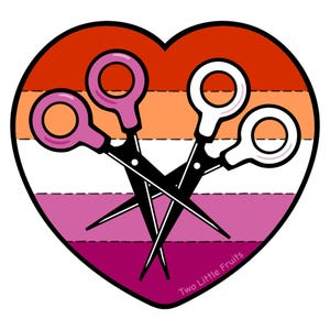 Lesbian Heart Scissors Sticker – Queer Pride Vinyl Sticker | LGBTQ+ Gift | Waterproof & Matte Finish