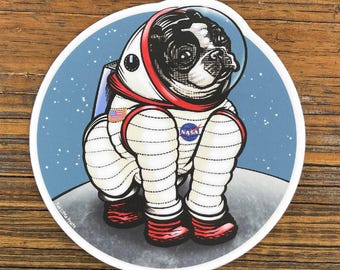 Pegatina de perro astronauta / Vinilo adhesivo impermeable para vehículo espacial / Regalo para amantes de los perros