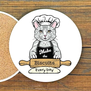 Make the Biscuits Cat Coaster: Funny Ceramic Drink Coaster