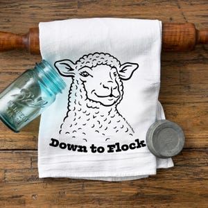 Lamb Tea Towel – Funny Sheep Kitchen Decor, Cotton Dish Towel