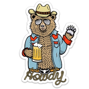 Howdy Bear Cowboy Sticker - Waterproof Vinyl Decal