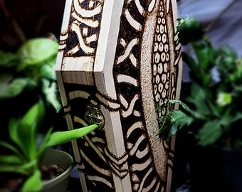 Wooden Coffin Pyrography - Coffin of Cthulhu