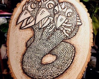 Three Headed Goose Woodburning - Scaley Goose Brothers