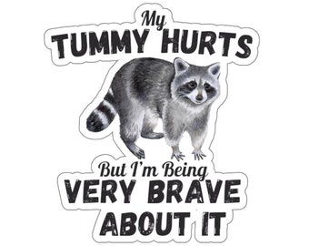 Tummy Hurts, Funny Raccoon Sticker, Raccoon Meme, Meme Sticker, Joke, Gen Z, Funny Sticker, Cute Raccoon, Sarcastic Sticker, Vinyl Sticker