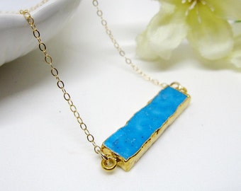 Turquoise Bar Necklace, Miminalist Necklace Gift, Gardendiva