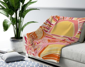Sunset Vibes sherpafleece deken, gezellig polyester plaid