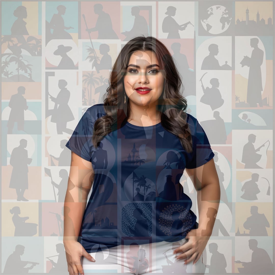 Plus Size Latina Model Navy Shirt Mockup Diverse Design Mockups High
