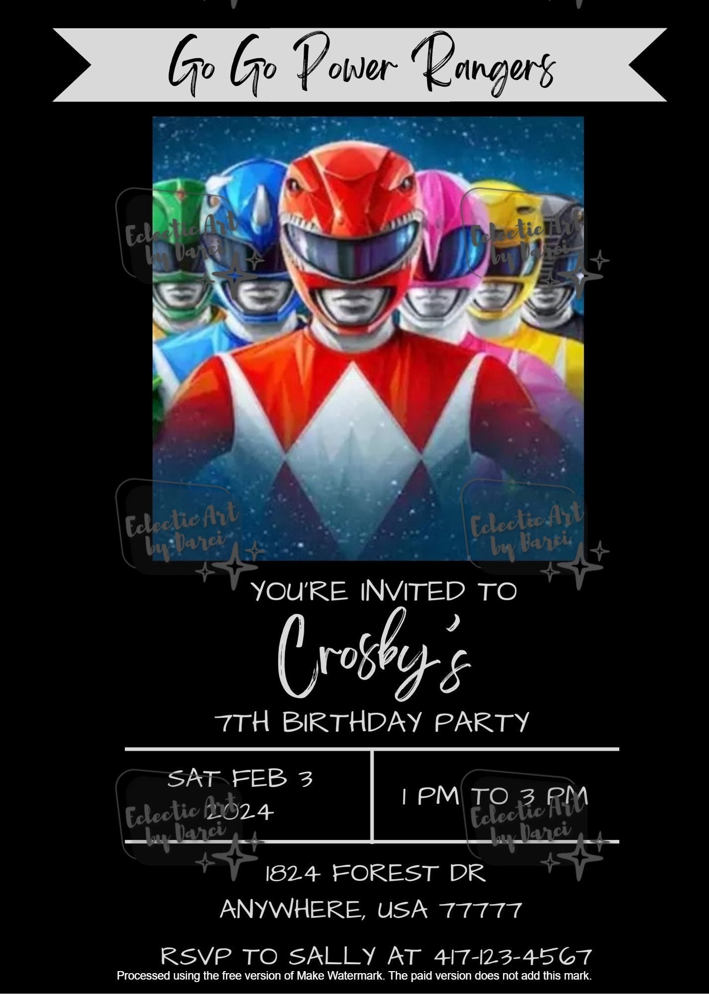 Power Rangers Birthday Invitation