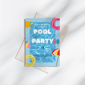 Editable Pool Party Invitation Template Party Invitation Digital Pool Party Invite Template Party Pool Party Invite