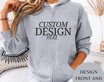 Custom Full Zip Hoodie, Unisex Hoodie, Custom Zip Up Hoodie, Custom Logo Hoodie, Personalized Zip Up Hoodie, Personalized Zipper Sweatshirt.