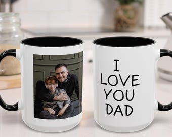 Anpassad fotomugg pappa, anpassad pappamugg, bildmugg för pappa, fotopresent till pappa, jag älskar dig pappamugg, fars dag-present, födelsedagspresent till pappa.
