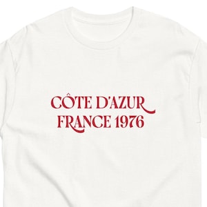 French COTE D'AZUR Vintage T-Shirt White | French Riviera Graphic T-Shirt | Unisex Summer Graphic Shirt