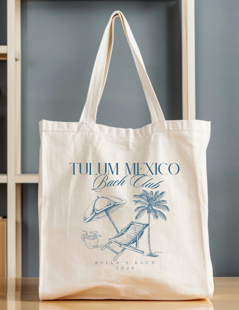 Custom Bach Tote Bag, Tulum Bach Tote Bag, Tulum Bag, Bachelorette Tote ...