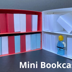 3d mini bookshelf printable, paper craft kit, foldable paper oragami, miniature library, model template, reading tracker kids adults