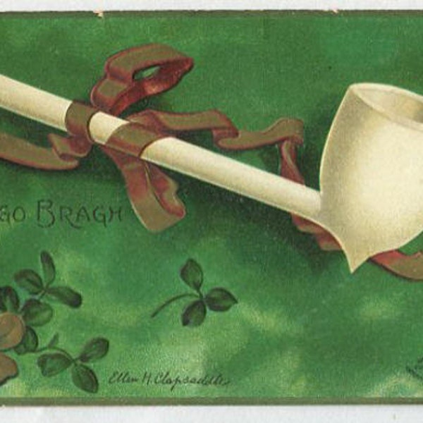 Vintage Irish Embossed Postcard - Ellen Clapsdale signed - 1908