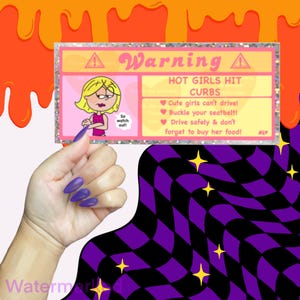 kawaii Hot Girl hit curbsCar Visor Warning/ Car Label Sticker