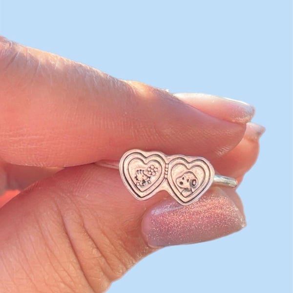 Dog Heart locket Ring in Sterling Silver