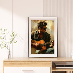 Acoustic guitarist /Wall Art / Ai Art / Digital download / Digital printable.