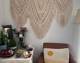 Large Macrame Wall Hanging | Boho Wedding Backdrop, Living Room Fiber Art