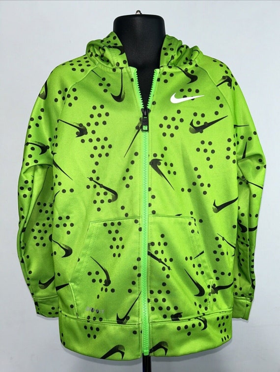 Boys Nike Dri fit Neon Green Thermal Hoodie Size 5 6 Etsy Canada