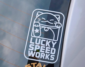 LUCKYSPEEDWORKS Glückskatze • Vinyl Aufkleber Transferfolie, JDM, Japanisch, Maneki Neko