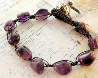 Amethyst Bead Macrame Bracelet