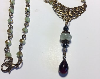 Beads and brass necklace