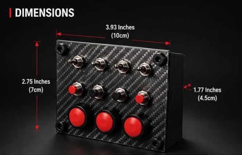 Simracing Button Box – 11 Function Switch, USB PC Sim Control for Flight/Racing Simulators image 5