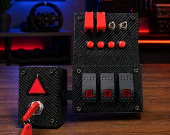 Simracing Button Box – 16 Function Switch, USB PC Sim Control for Flight/Racing Simulators