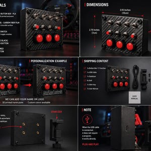 Simracing Button Box – 11 Function Switch, USB PC Sim Control for Flight/Racing Simulators image 8