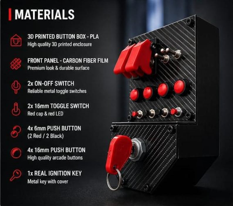 Simracing Button Box – 14 Function Switch, USB PC Sim Control for Flight/Racing Simulators image 3
