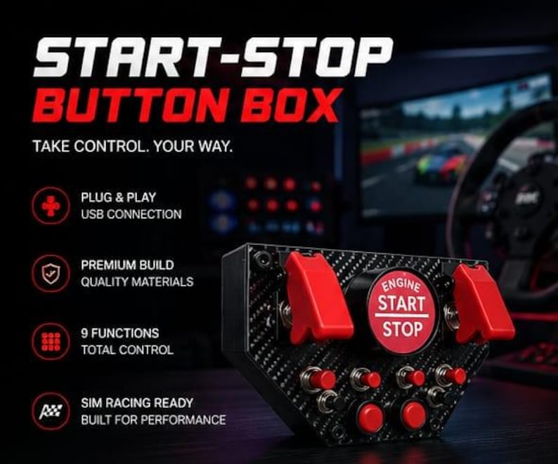 Simracing-knappbox – 11-funktionsbrytare, USB PC-simulatorkontroll för flyg-/racingsimulatorer bild 2