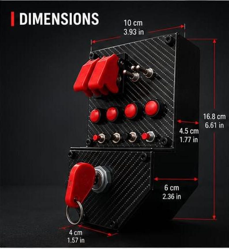 Simracing Button Box – 14 Function Switch, USB PC Sim Control for Flight/Racing Simulators image 4