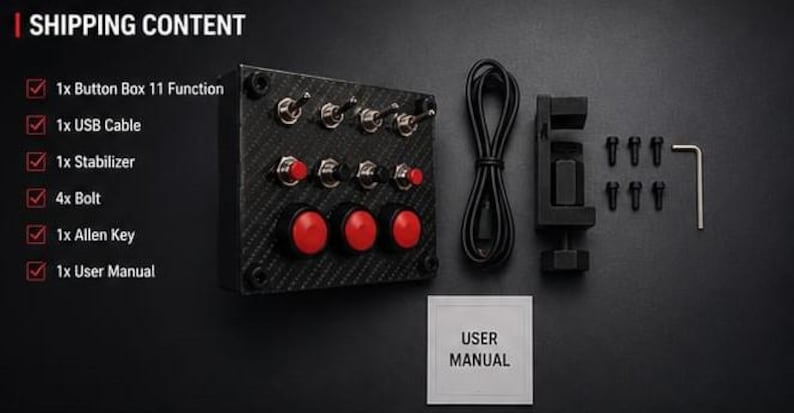 Simracing Button Box – 11 Function Switch, USB PC Sim Control for Flight/Racing Simulators image 3