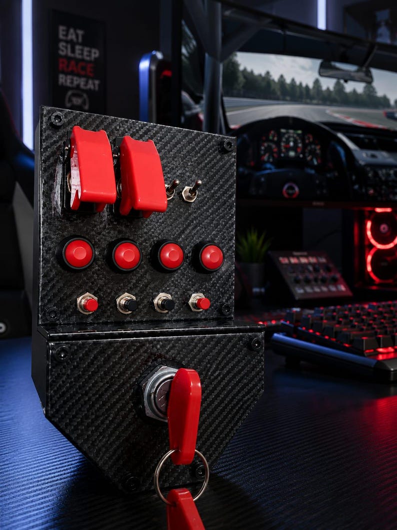 Simracing Button Box – 14 Function Switch, USB PC Sim Control for Flight/Racing Simulators image 2