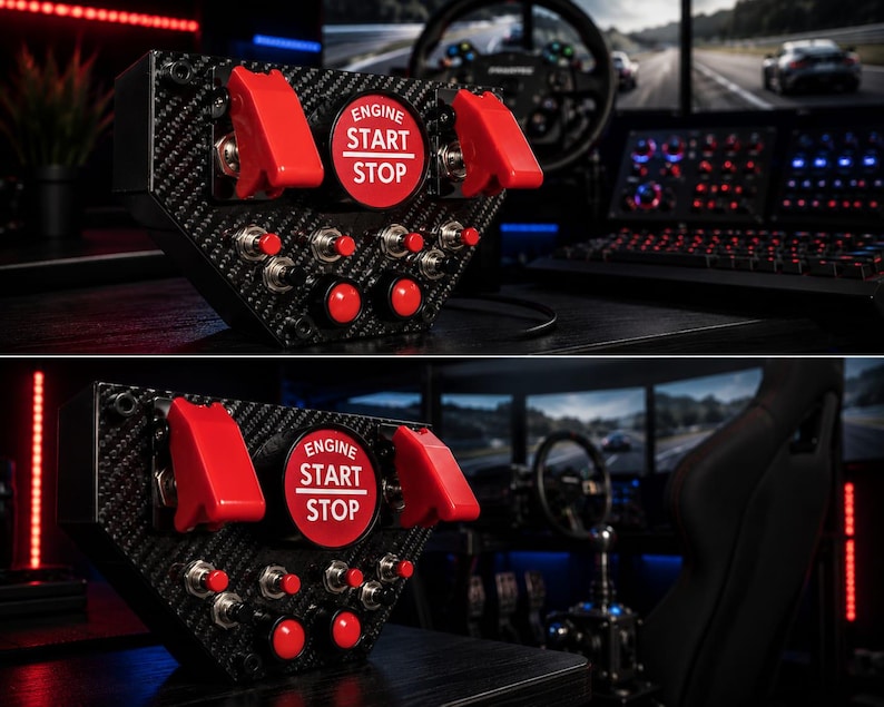 Simracing-knappbox – 11-funktionsbrytare, USB PC-simulatorkontroll för flyg-/racingsimulatorer bild 1
