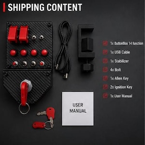 Simracing Button Box – 14 Function Switch, USB PC Sim Control for Flight/Racing Simulators image 7