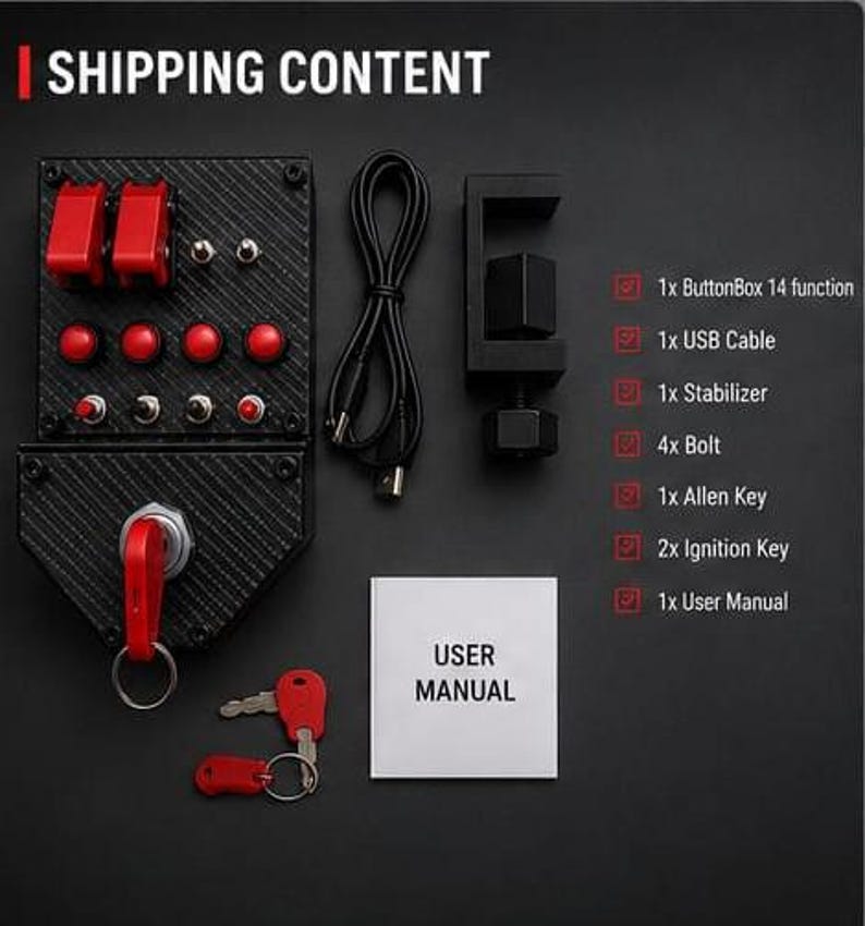 Simracing Button Box – 14 Function Switch, USB PC Sim Control for Flight/Racing Simulators image 7