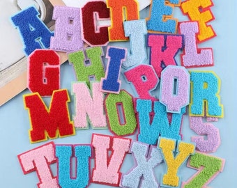 26 Pieces A-Z  Colorful Chenille Alphabet Letters Iron On 2" Patches