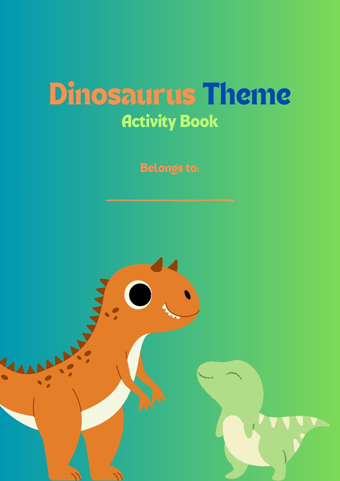 Dinosaur Theme Activity Book Etsy