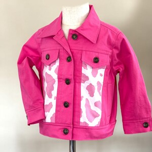 Girls Pink Jacket with Cow Print