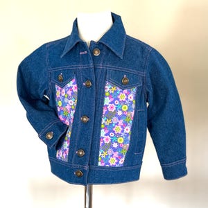 Girls Denim Jacket Size 3T Contrast Purple Fabric